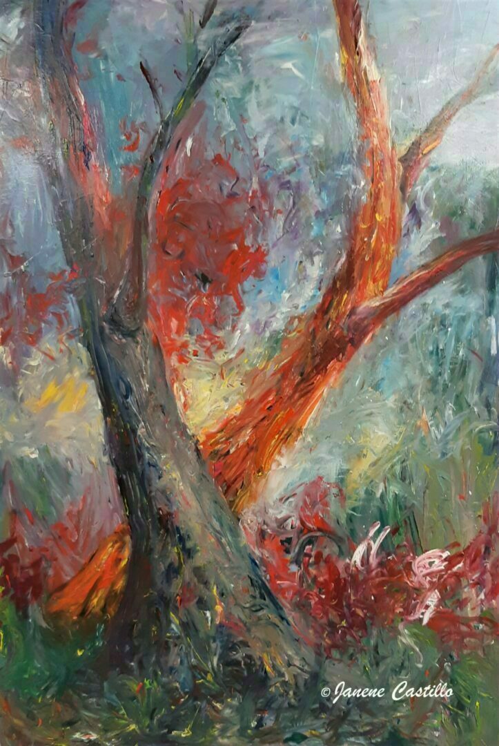 Hugging Trees Acrylic on Board 122cmHx84cmW