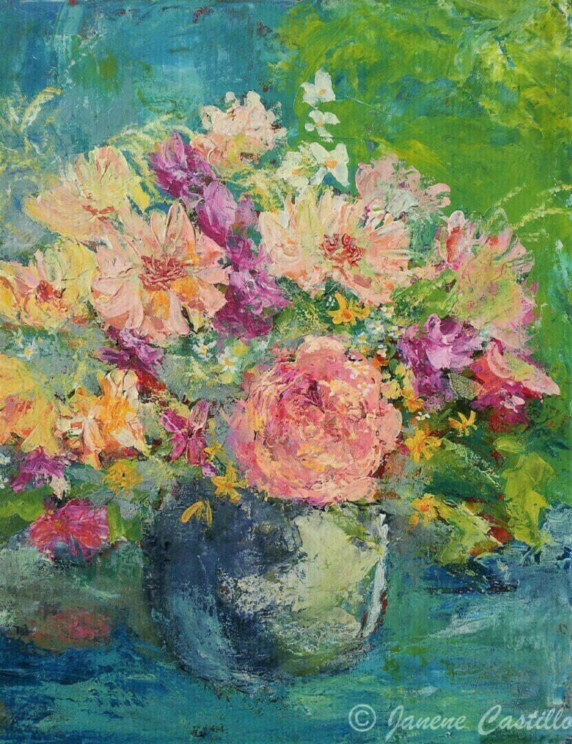 Vase of Flowers, Acrylic on Canvas