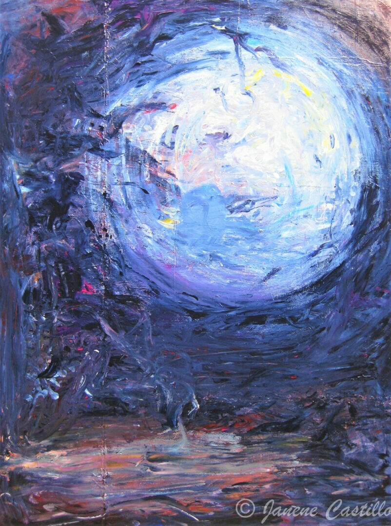 When The Moon Was Blue, Acrylic on Canvas 100cmHx75cmW